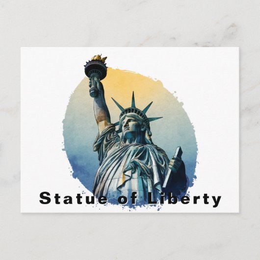 Carte Postale Statue of Liberty, New York Watercolor  (Devant)