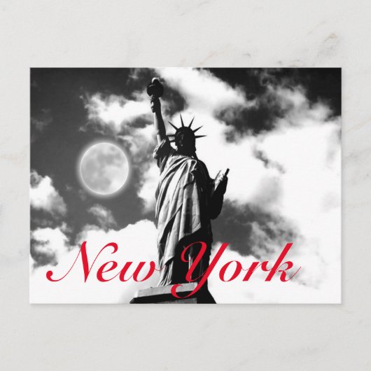 Carte Postale Statue rouge blanche noire de Liberty New York (Devant)