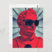 Carte Postale Statue rouge Hipster (Devant / Derrière)