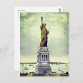 Carte Postale Statue vintage de la Liberté (Devant / Derrière)