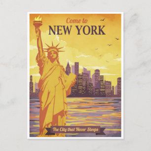 Carte Postale Statue vintage de New York sur la liberté États-Un