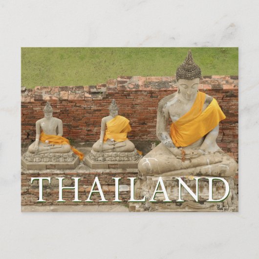 Carte Postale Statues de Bouddhas assis | Ayutthaya, Thaïlande (Devant)
