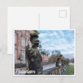 Carte Postale Statues de chevalier en pierre près du palais à Po (Devant / Derrière)