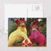 Carte Postale Statues de deux dragons recouverts de fleurs, (Devant / Derrière)