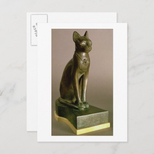 Carte Postale Statuette d'un chat représentant la déesse Bastet (Devant / Derrière)