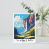 Carte Postale Staubbach Falls Suisse Illustration de voyage (Debout devant)