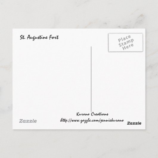 Carte Postale Staugustinefort, St Augustine, la Floride (Dos)