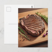 Carte Postale Steak de Ribeye grillé au romarin (Devant / Derrière)