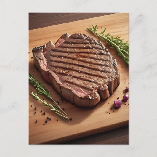 Carte Postale Steak de Ribeye grillé au romarin (Devant)