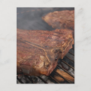 Carte Postale Steaks Grillant Barbecue Grillades Viande