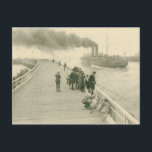 Carte Postale Steamer Le Mailboat de Dover à Ostende<br><div class="desc">Créé à partir d'une carte postale c.1900,  retouché et restauré à sa gloire d'antan,  le bateau de Dover England arrive à proximité de la jetée du Port d'Ostende.</div>