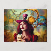 Carte Postale Steampunk Alice Hatter Garder le temps (Devant)