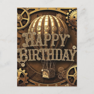 Carte Postale Steampunk Aventure Design d'anniversaire