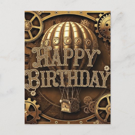 Carte Postale Steampunk Aventure Design d'anniversaire (Devant)