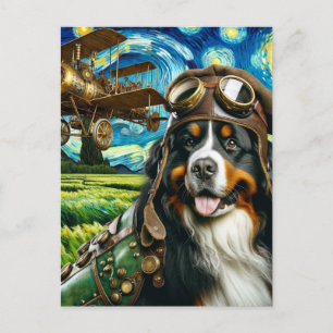 Carte Postale Steampunk Bernese Mountain Dog Van Gogh