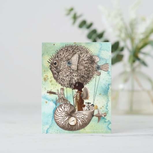 Carte Postale Steampunk Blowfish Mobile (Debout devant)