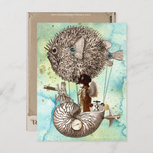 Carte Postale Steampunk Blowfish Mobile (Devant / Derrière)