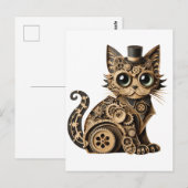 Carte Postale Steampunk chat animaux papier artisanat (Devant / Derrière)