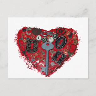Carte Postale Steampunk Coeur Rouge