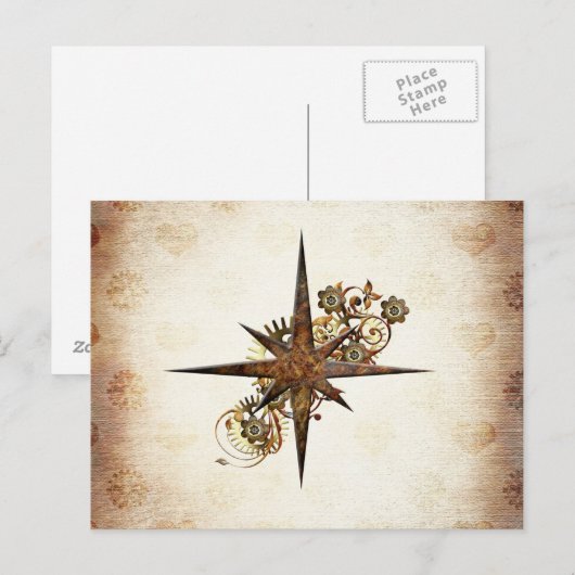 Carte postale Steampunk Compass Star (Devant / Derrière)