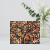 Carte Postale Steampunk - Engrenages - Ateliers intérieurs (Debout devant)