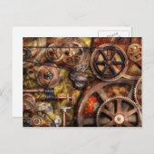 Carte Postale Steampunk - Engrenages - Ateliers intérieurs (Devant / Derrière)