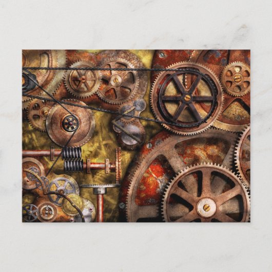 Carte Postale Steampunk - Engrenages - Ateliers intérieurs (Devant)