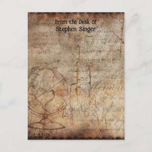 Carte Postale Steampunk Globe Travel Journal Papier