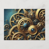 Carte Postale Steampunk Horkwork Or et Turquoise (Devant)