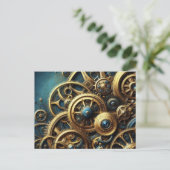 Carte Postale Steampunk Horkwork Or et Turquoise (Debout devant)