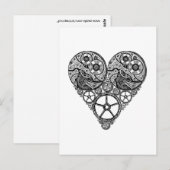 Carte Postale Steampunk Horloge OEuvres et Coeur d'engrenage (Devant / Derrière)