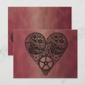 Carte Postale Steampunk Horloge OEuvres et Coeur d'engrenage (Devant / Derrière)