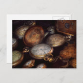 Carte Postale Steampunk - Horloge - Temps porté (Devant / Derrière)