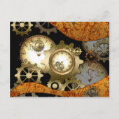 Carte Postale Steampunk, horloges et engrenages (Devant)