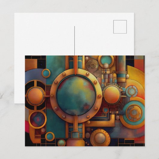 Carte Postale Steampunk Industrial Geometry Art (Devant / Derrière)