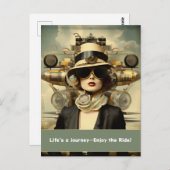 Carte Postale Steampunk Lady Life est un voyage - Profitez de la (Devant / Derrière)