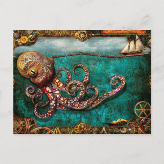 Carte Postale Steampunk - L'histoire du Kraken (Devant)