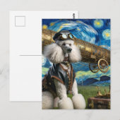 Carte Postale Steampunk Poodle Pilote Van Gogh (Devant / Derrière)