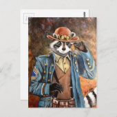 Carte Postale Steampunk Raccoon (Devant / Derrière)