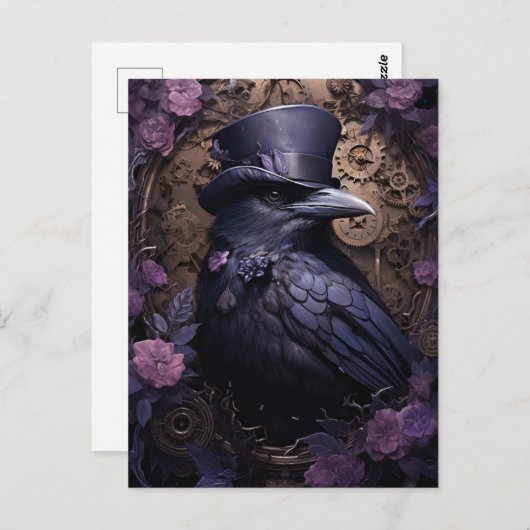 Carte Postale Steampunk Raven (Devant / Derrière)