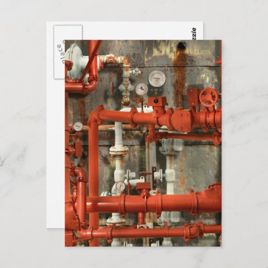 Carte Postale Steampunk - Red pipe headache (Devant / Derrière)