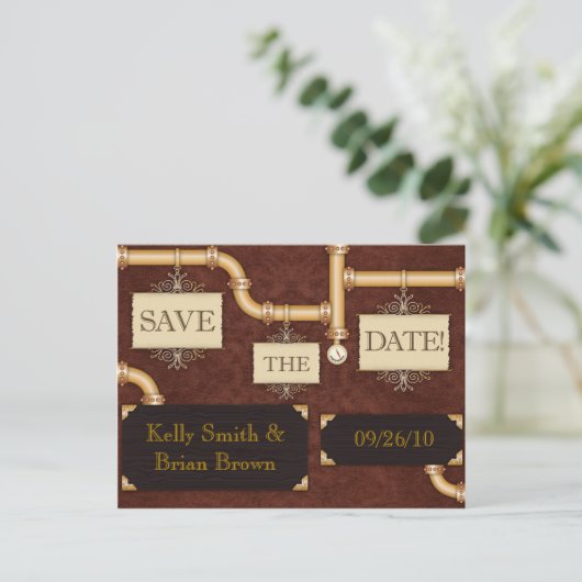 Carte postale Steampunk Save-The-Date (Debout devant)