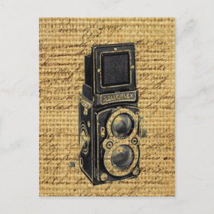 Carte Postale steampunk scripts vintages burlap caméra antique