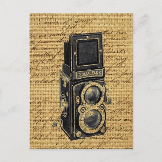 Carte Postale steampunk scripts vintages burlap caméra antique (Devant)