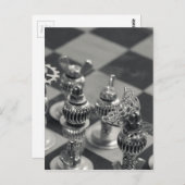 Carte Postale Steampunk Silver Chess Pièces (Devant / Derrière)