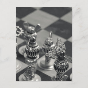 Carte Postale Steampunk Silver Chess Pièces