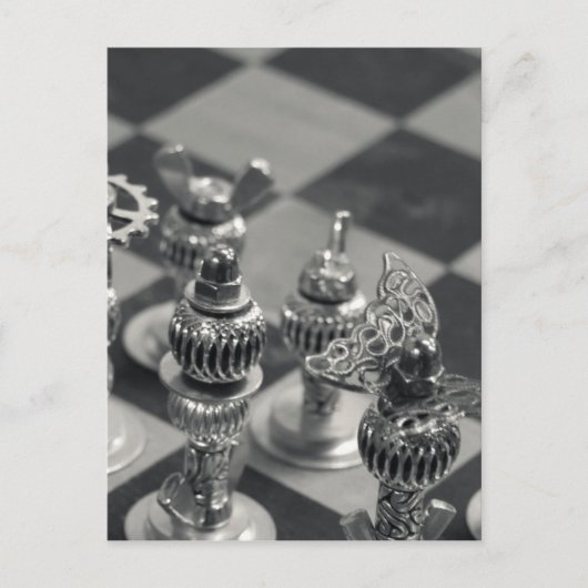 Carte Postale Steampunk Silver Chess Pièces (Devant)