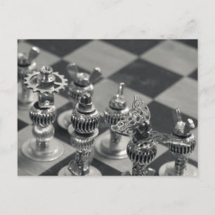 Carte Postale Steampunk Silver Chess Pièces