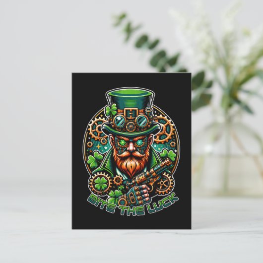 Carte Postale Steampunk St. Patrick's Day Leprechaun (Debout devant)
