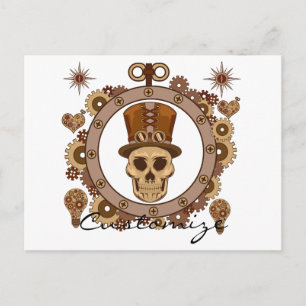 Carte Postale Steampunk Thème Top Hat Skull Thunder_Cove